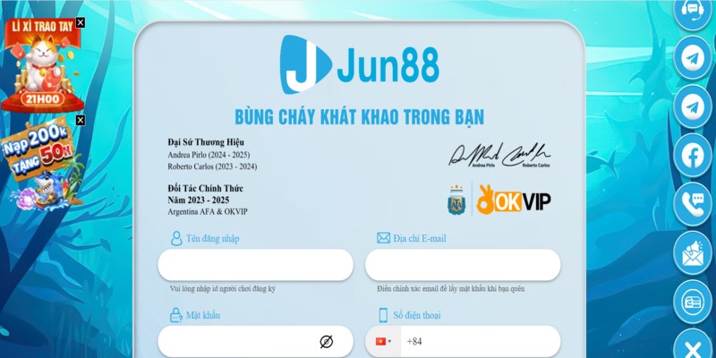 Để tạo tài khoản bạn chỉ cần thao tác theo hướng dẫn đăng ký Jun88